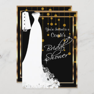Couple Bridal Shower in Black & Gold Invitation