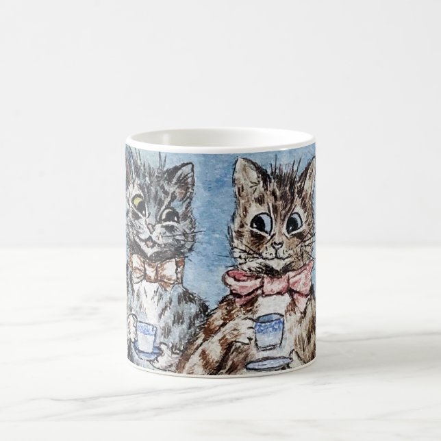 Couple Cat Drinking Tea, Louis Wain Coffee Mug (Center)