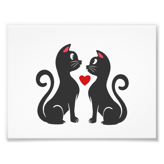 Couple cat fall in love - Choose background colour Photo Print (Front)