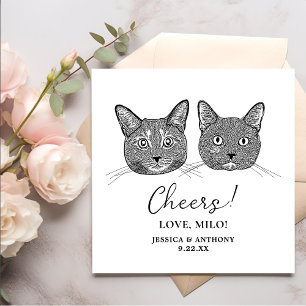 Couple Cat Hand Drawing Personalised Cheers Napkin