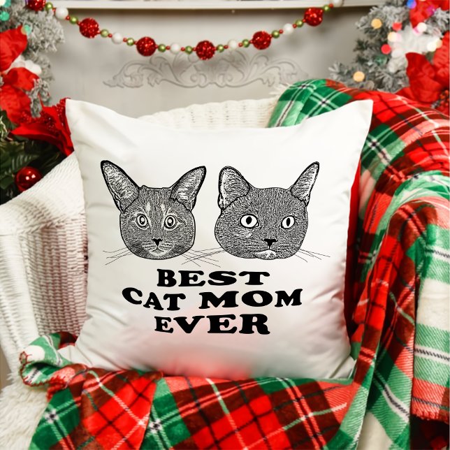 Couple Cat Hand Drawing Personalised Christmas Cushion (Creator Uploaded)