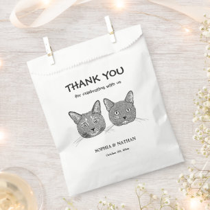 Couple Cat Hand Drawing Personalised Thank You Favour Bag