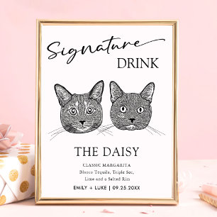 Couple Cat Wedding Signature Drink Sign