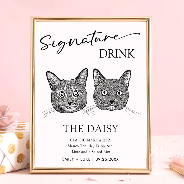 Couple Cat Wedding Signature Drink Sign (Creator Uploaded)