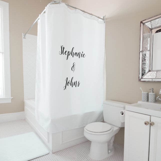Couple Custom Name Monograms Black White Cute Shower Curtain (In Situ)