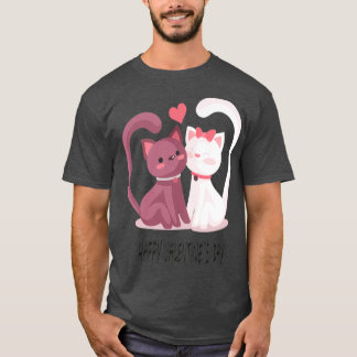 Couple cute cats with happy valentines day T-Shirt