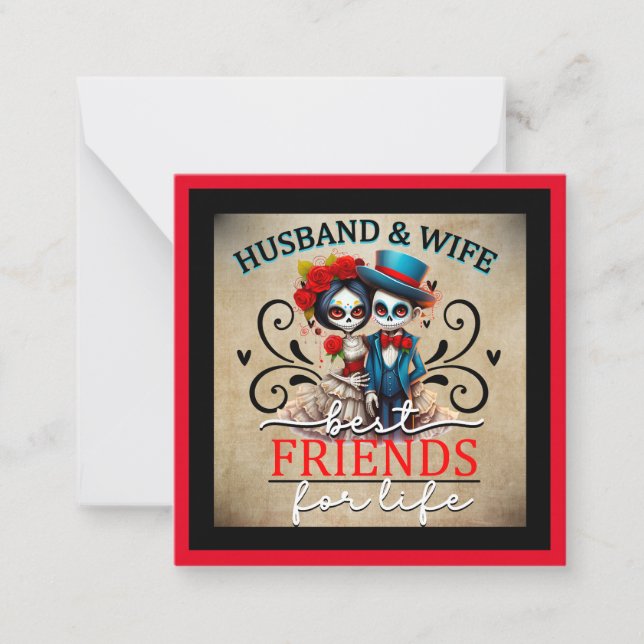 Couple Cute Sugar Skull  Card (Front)