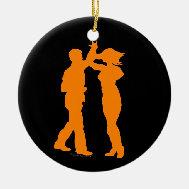 Couple Dance Spin Dancing Silhouette Ceramic Tree Decoration (Front)