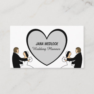 Couple Dancing Big Heart Cute Wedding Planner Business Card