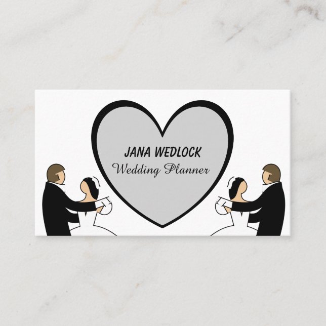 Couple Dancing Big Heart Cute Wedding Planner Business Card (Front)