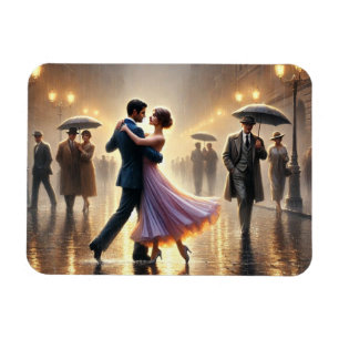 Couple dancing in the rain magnet