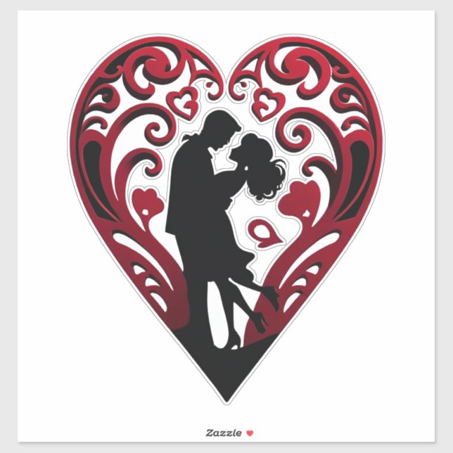 Couple Dancing Inside A Red Ornate Heart (Sheet)