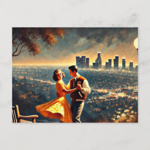 Couple Dancing overlooking the city at night Postcard