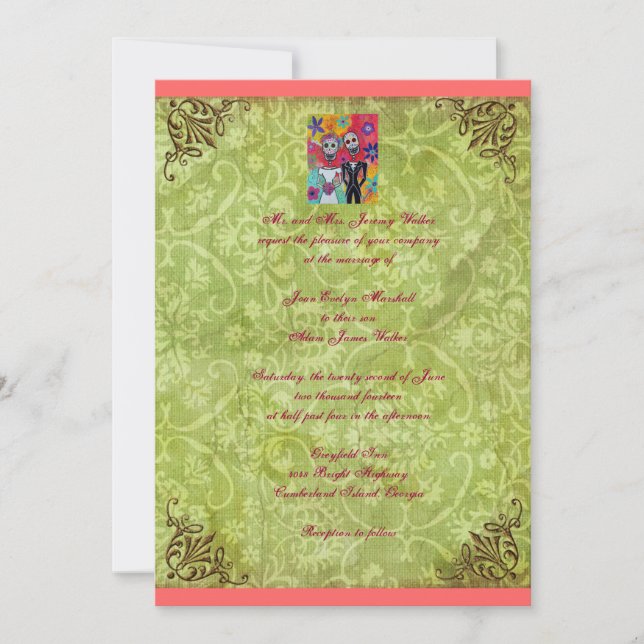 Couple Day of the Dead Wedding Invitation (Front)