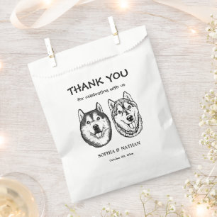 Couple Dog Hand Drawing Personalised Thank You Favour Bag