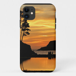 Couple & Dog Orange Beach Sunset California Coast iPhone 11 Case