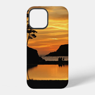 Couple & Dog Orange Beach Sunset California Coast iPhone 12 Case