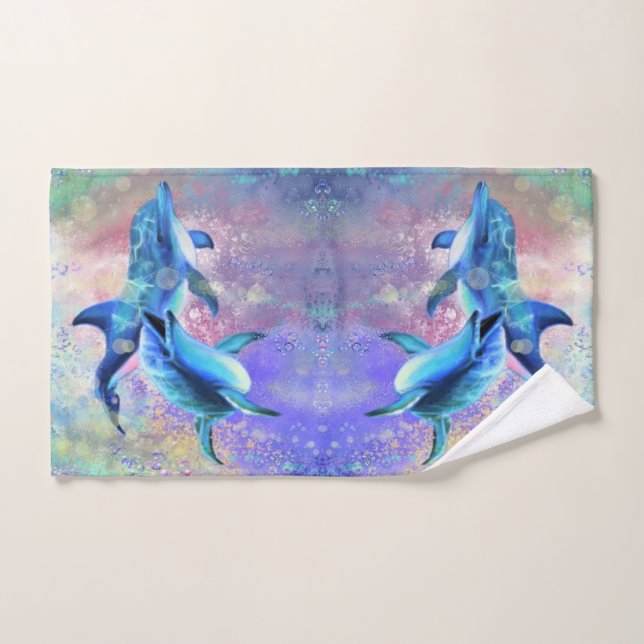Couple Dolphin Bath Towel Set Happy Dolphins (Hand Towel)