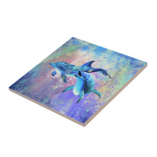 Couple Dolphin Ceramic Tile