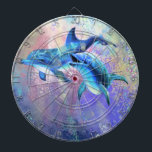 Couple Dolphin Dart Board<br><div class="desc">Couple Dolphin Dartboards - MIGNED Painting - Customisable</div>