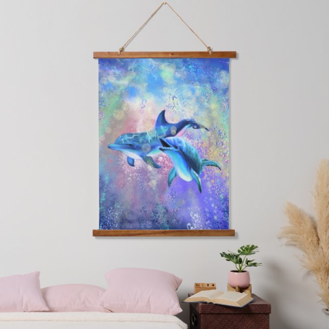 Couple Dolphin Hanging Tapestry (Bedroom)