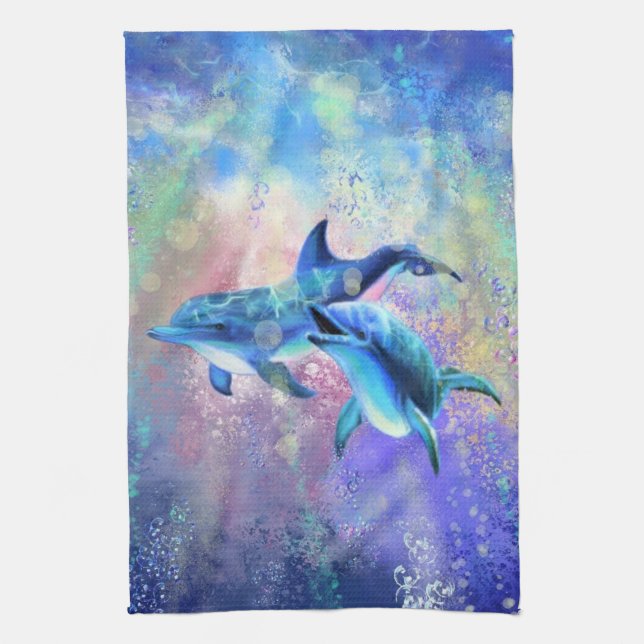 Couple Dolphin Kitchen Towel (Vertical)