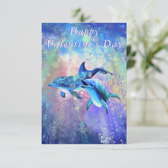 Couple Dolphin Valentine's Day Card (Standing Front)