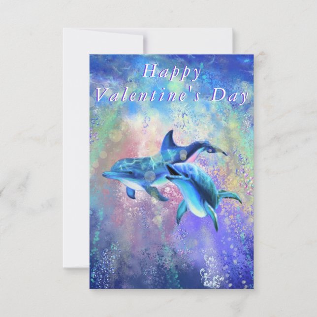 Couple Dolphin Valentine's Day Card - I Love You (Front)
