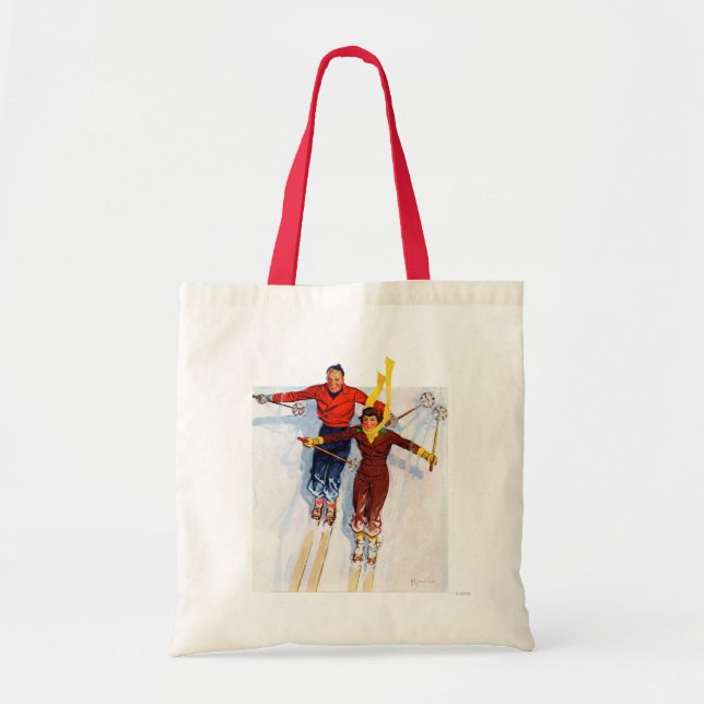 Couple Downhill Skiing Tote Bag (Front)