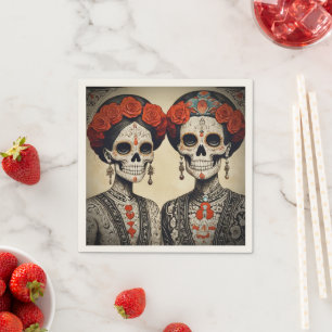Couple el Día de los Muertos Napkin