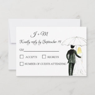 Couple Elegant Bride Groom Modern RSVP Card