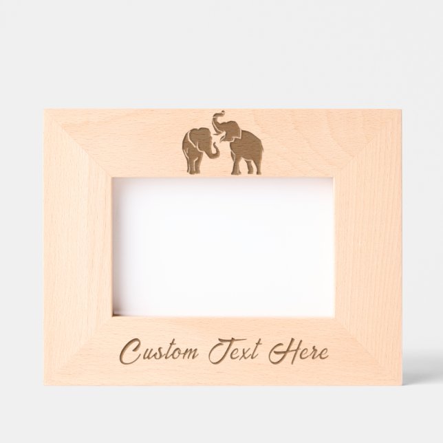Couple Elephant Etched Frames with Custom Text (Front)