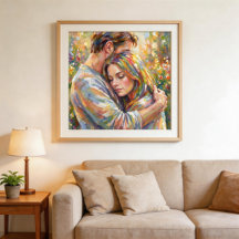 Couple Embrace Impressionist Style