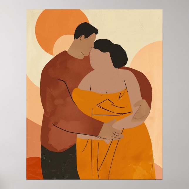 Couple Embracing Abstract Art Poster (Front)
