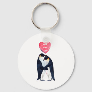Couple Emperor Penguins Heart Personalized T Shirt Key Ring