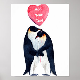 Couple Emperor Penguins Heart Personalized T Shirt Poster