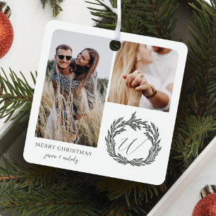 Couple Engagement Photos Garland Wreath Monogram Metal Tree Decoration