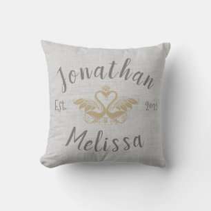 Couple Established Swans Cushion