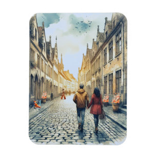 Couple European Travel  Magnet