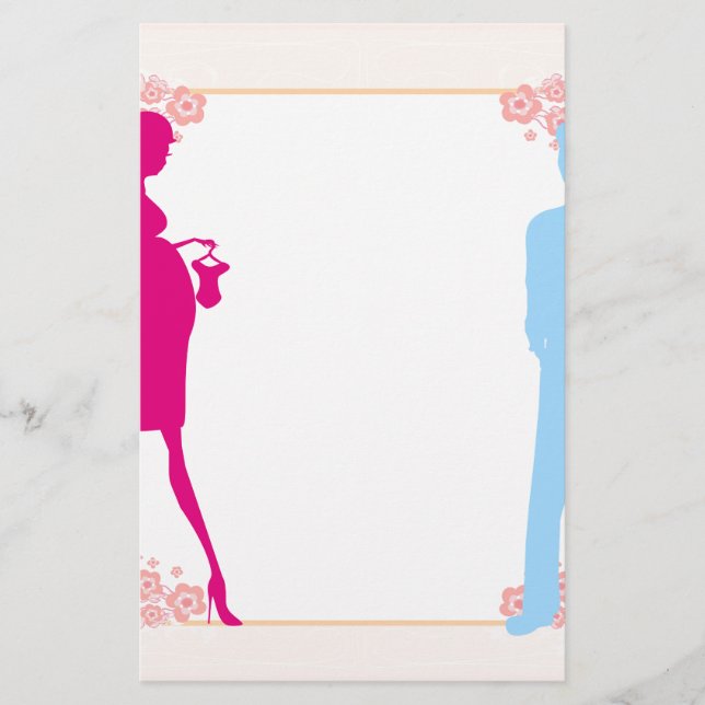 couple expecting baby stationery (Front)
