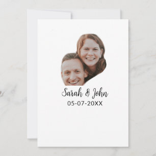 Couple face photo add name date simple wedding  invitation