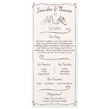 Couple Facts Doodle Wedding Shoes Program & Menu 