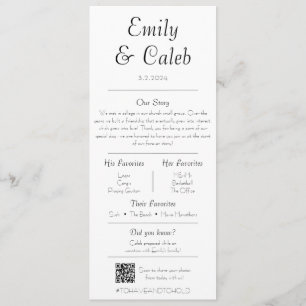 Couple Facts Minimalist Wedding Program & Menu 