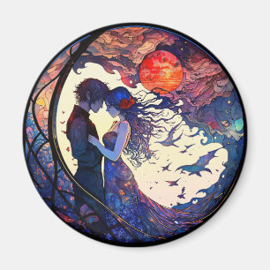 Couple Faux Stained Glass Magnet