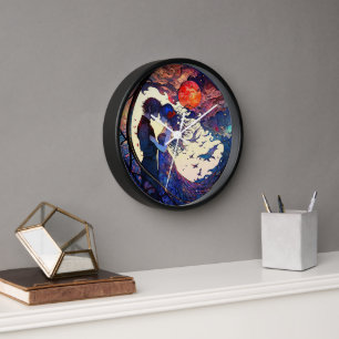 Couple Faux Stained Glass Wall Clock