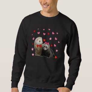 Couple Ferrets Valentine's Hearts Matching Family Sweatshirt