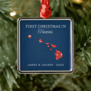 Couple First Christmas In Hawaii USA State Metal Ornament