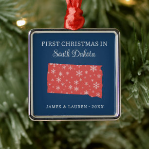 Couple First Christmas In South Dakota USA State Metal Ornament