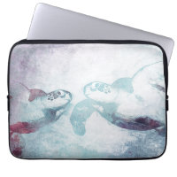Couple Flying Green Sea Turtles | Laptop Sleeve