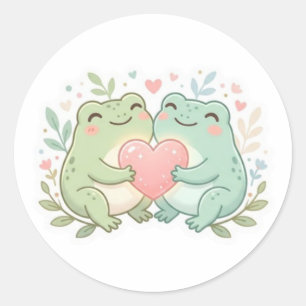 Couple Frog Sticker Cute Two Frogs Love Heart Roma